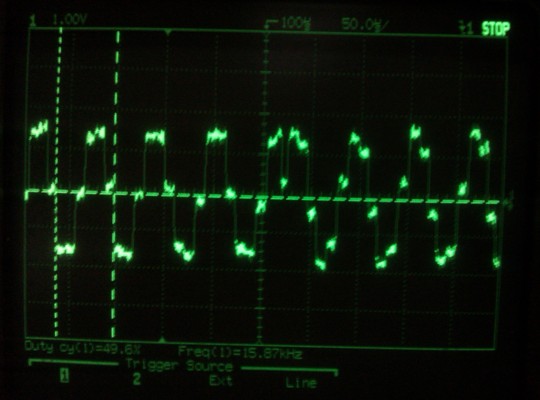 16kHz sine wave. 44.1khz sampling